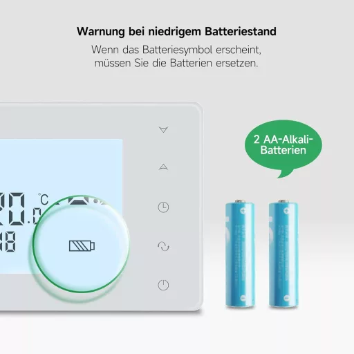 BEOK CONTROLS Programozható Szobatermosztát Gázkazán Vezérléshez, Digitális Fűtés Termosztát Háttérvilágítással, Fehér BOT-W306