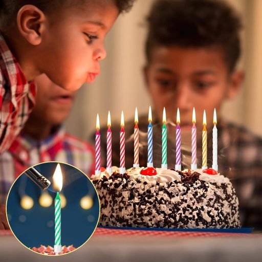 Sinmoe Svjećice za rođendansku tortu u duginim bojama - 20 komada tankih, šarenih svjećica s držačima, ukras za torte za vjenčanja, mature, proslave rođenja djeteta