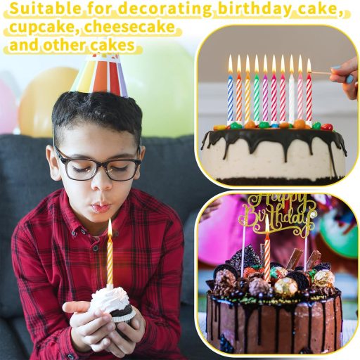 Sinmoe Szivárványos Születésnapi Tortagyertyák - 20 db Vékony Színes Gyertya Tartóval, Tortadíszítés Esküvőre, Ballagásra, Babaváróra