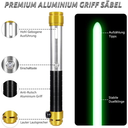 Săbie Laser Dublă RGB cu 16 Culori, Controlată prin Mișcare, Mâner Metalic ELESKOCO