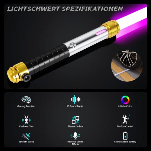 ELESKOCO Mozgásvezérlésű Kettős Fénykard RGB 16 Szín Fém Nyéllel