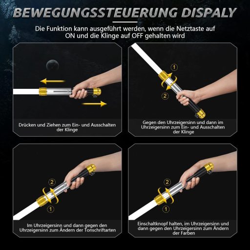 ELESKOCO Mozgásvezérlésű Kettős Fénykard RGB 16 Szín Fém Nyéllel