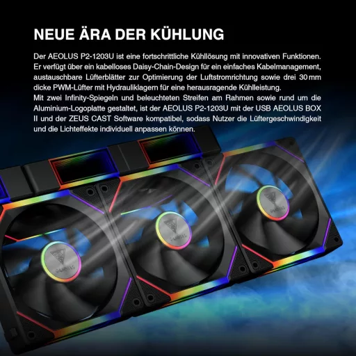 GAMDIAS AEOLUS P2 120mm PWM-ARGB PC ventilátor cserélhető lapátokkal