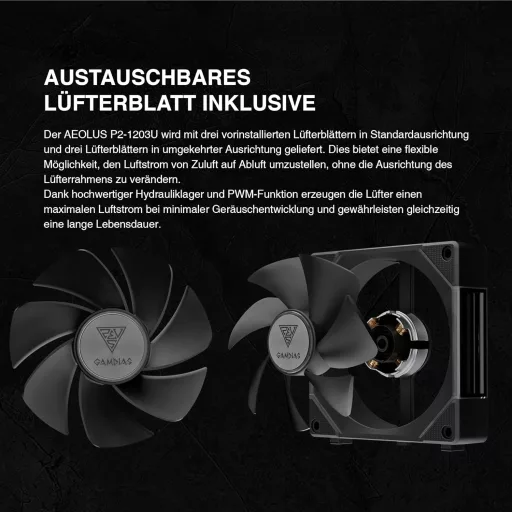GAMDIAS AEOLUS P2 120mm PWM-ARGB PC ventilátor cserélhető lapátokkal