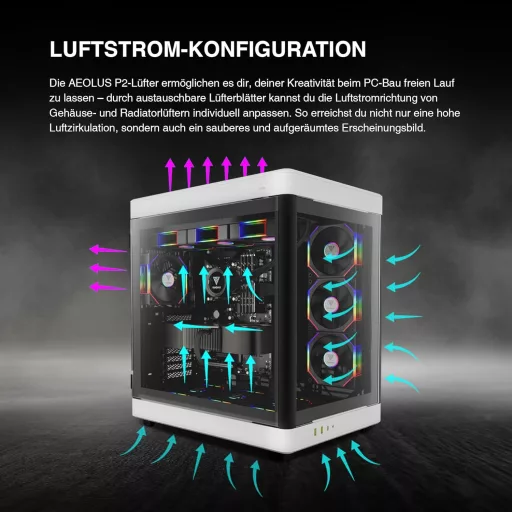 GAMDIAS AEOLUS P2 120mm PWM-ARGB PC ventilátor cserélhető lapátokkal