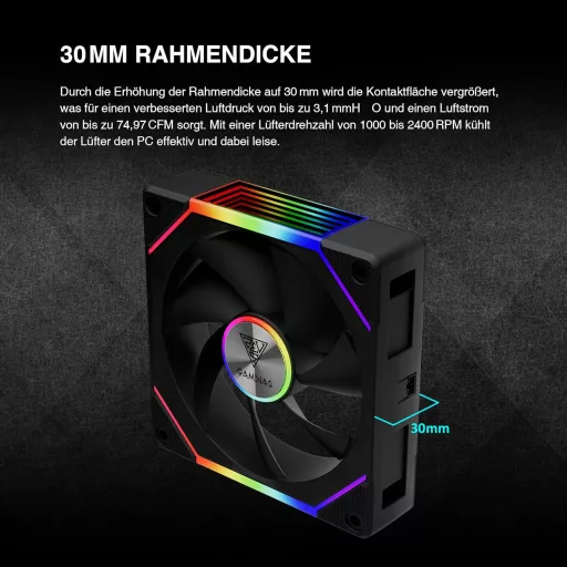 GAMDIAS AEOLUS P2 120mm PWM-ARGB PC ventilátor cserélhető lapátokkal