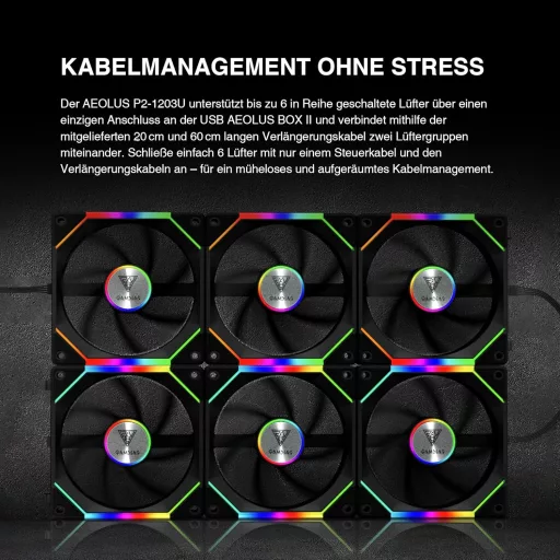 GAMDIAS AEOLUS P2 120mm PWM-ARGB PC ventilátor cserélhető lapátokkal