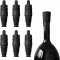 Nearockle Szilikon Boros Palack Dugó Szett - 6 db Fekete Újrahasználható Borosüveg Zárókupak Borhoz, Pezsgőhöz, Sörhöz - Ajándék Bárba, Part
