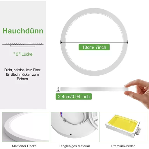 Zemty LED mennyezeti lámpa 15W 1800 lm 18 cm kerek ultraflat