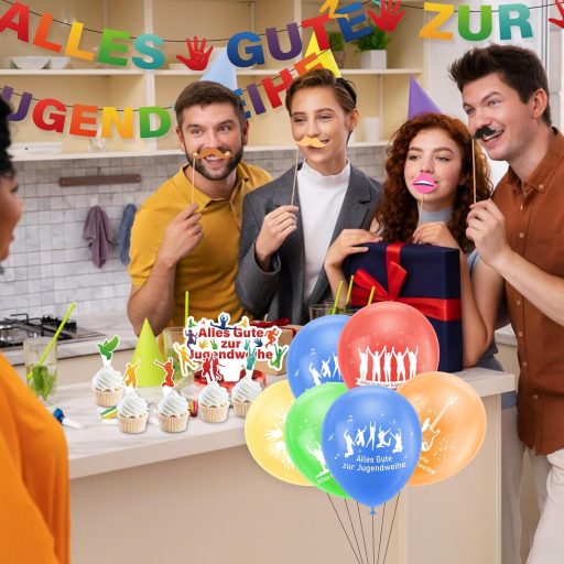 ENAIAH Set za dekoraciju za proslavu punoljetnosti za mlade, 63 komada - Banner, baloni, ukras za tortu - Za proslavu ulaska u svijet odraslih za dječake i djevojčice