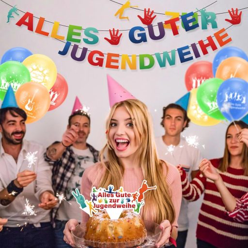 ENAIAH Set za dekoraciju za proslavu punoljetnosti za mlade, 63 komada - Banner, baloni, ukras za tortu - Za proslavu ulaska u svijet odraslih za dječake i djevojčice