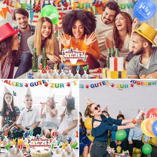 ENAIAH Set za dekoraciju za proslavu punoljetnosti za mlade, 63 komada - Banner, baloni, ukras za tortu - Za proslavu ulaska u svijet odraslih za dječake i djevojčice