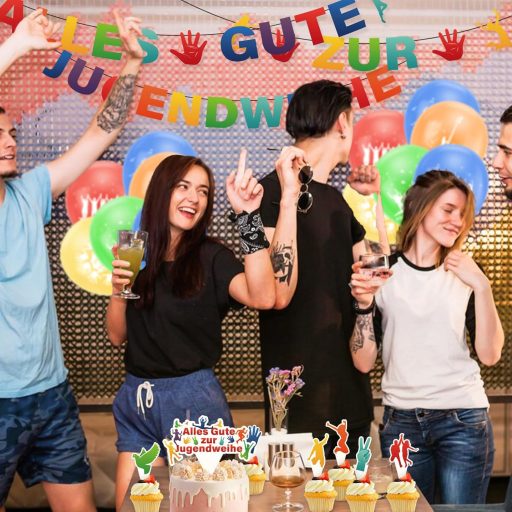 ENAIAH Ifjúsági Avatás Dekoráció Szett 63 db - Banner, Léggömbök, Tortadísz - Felnőtté Válás Ünnepléshez Fiúknak és Lányoknak