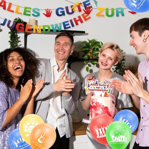 ENAIAH Ifjúsági Avatás Dekoráció Szett 63 db - Banner, Léggömbök, Tortadísz - Felnőtté Válás Ünnepléshez Fiúknak és Lányoknak