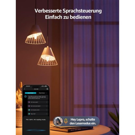 Bec inteligent LED Lepro AI E14 4,9W, RGB, cu schimbare de culoare, control vocal Alexa Google, WiFi Bluetooth, lumină albă caldă/rece