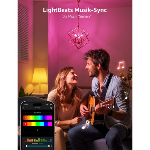 Bec inteligent LED Lepro AI E14 4,9W, RGB, cu schimbare de culoare, control vocal Alexa Google, WiFi Bluetooth, lumină albă caldă/rece