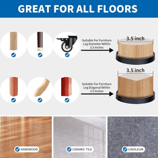 RCHYFEED 8 bucăți protecție antiderapantă din silicon pentru podea 9cm negru