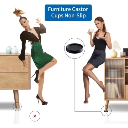 RCHYFEED 8 bucăți protecție antiderapantă din silicon pentru podea 9cm negru