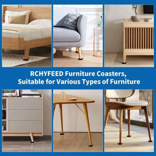 RCHYFEED 8 bucăți protecție antiderapantă din silicon pentru podea 9cm negru