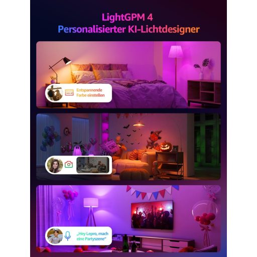 Bec inteligent LED Lepro E27 8.5W, dimabil, WiFi și Bluetooth, compatibil cu Alexa și Google, pachet de 4 bucăți