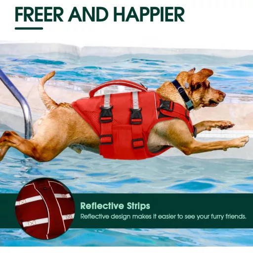 Kuoser Prsluk za plivanje pasa XL Crveni, s reflektirajućom ručkom i poboljšanom plovnosti