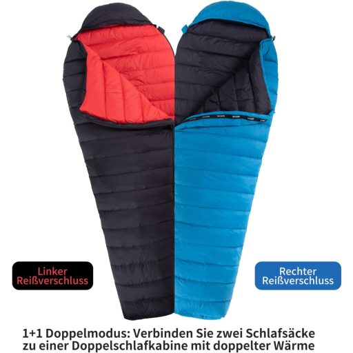 QEZER 650-es lúddaun téli hálózsák -30°C-ig, kempingezéshez és hegymászáshoz