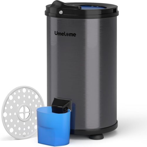 Umelome SP1068 Centrifugă - Uscător de Rufe Econom, cu Capacitate de 6 kg, 2800 RPM, Clasa Energetică A+++, Negru, cu Încărcare Verticală