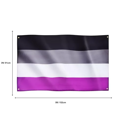 Runesol Aszexuális Zászló 91x152cm - LGBTQ+ Pride Zászló 4 Fém Fűzőkarikával, Időjárásálló, UV-Ellenálló, Kültéri-Beltéri Használatra, Élénk