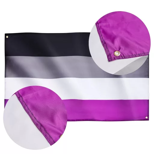 Runesol Aszexuális Zászló 91x152cm - LGBTQ+ Pride Zászló 4 Fém Fűzőkarikával, Időjárásálló, UV-Ellenálló, Kültéri-Beltéri Használatra, Élénk