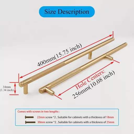 Set mânere aurii pentru mobilă Pexintek - 2 buc. Mânere moderne pentru dulap, distanță 256 mm, mânere sertar din aluminiu inoxidabil pentru bucătărie