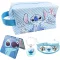 Ubephant Lilo și Stitch – Trusă de cosmetice față-verso albastră, cu model desen animat, geantă mare de machiaj, din material textil tip canvas.
