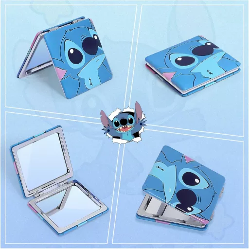 Ubephant Lilo și Stitch – Trusă de cosmetice față-verso albastră, cu model desen animat, geantă mare de machiaj, din material textil tip canvas.