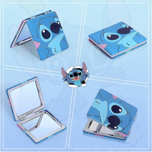 Ubephant Lilo és Stitch Neszeszer - Kétoldalas Kék Rajzfilm Mintás Kozmetikai Táska, Nagy Méretű Sminkeszsák, Vászon Anyagból