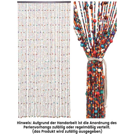 Ezcasch Šarena Zavjesa od Bambusovih Perli 90x200 cm - Boemski Stil Dekoracija za Vrata i Prozore, Mreža za Insekte, Ručno Rađeni Pregradni Zastor u Bojama Duge