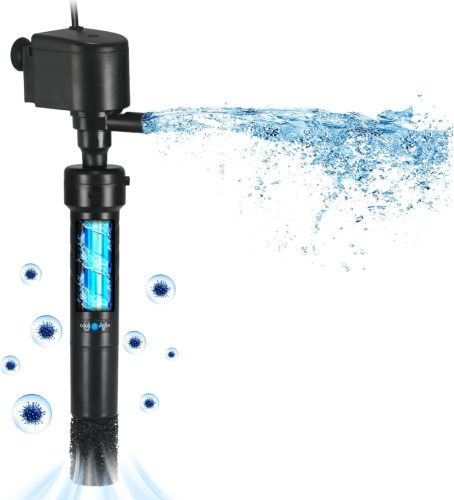 Pompă de Acvariu Coospider cu Filtru UV 150-380L pentru Pești - 5W Curățare UV Anti-Alge, Pompă de Apă 1200L/h cu Oxigenare pentru Acvarii Tropicale și de Apă Rece