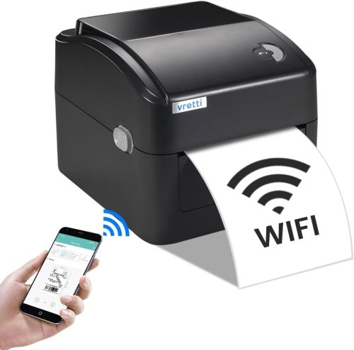 vretti WiFi Hőpapíros Címkenyomtató - Vezeték Nélküli GLS Csomagcímke Nyomtató DPD UPS FedEx Amazon Kompatibilitással, 4x6" Méretű Címkékhez
