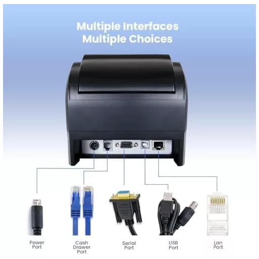 vretti 80mm Hőpapíros Blokknyomtató - USB/LAN Csatlakozás, 260mm/s Nyomtatási Sebesség, ESC/POS Támogatás, POS Rendszerekhez, Üzletekhez, Ét