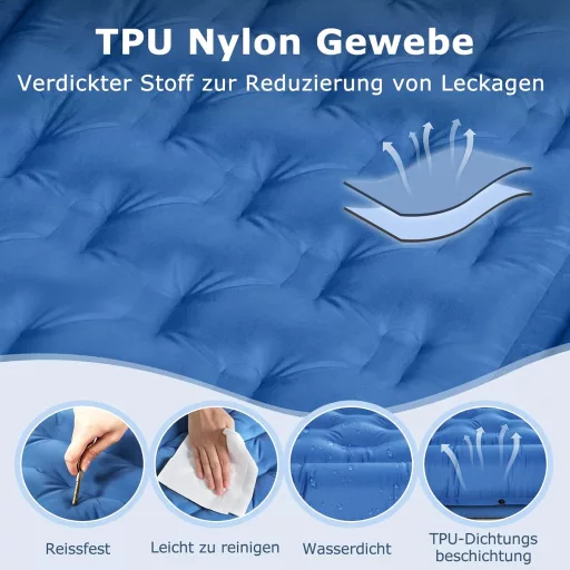 Haksimey Önfelfújó Kempingmatrac 12 cm Vastag - 72x200 cm Légmatrac Beépített Párnával és Lábpumpával - Túrázáshoz, Kempingezéshez, Szabadté