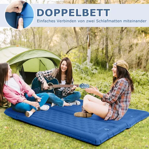 Haksimey Önfelfújó Kempingmatrac 12 cm Vastag - 72x200 cm Légmatrac Beépített Párnával és Lábpumpával - Túrázáshoz, Kempingezéshez, Szabadté