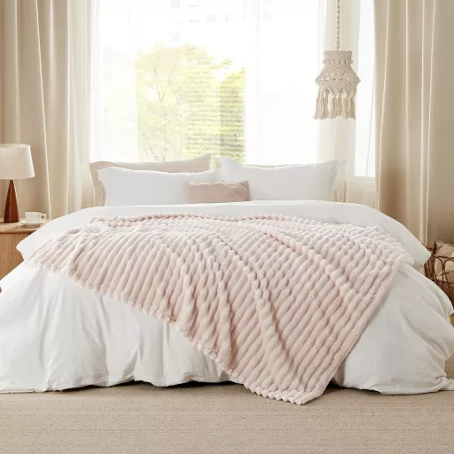 BEDSURE Mäkká flanelová deka 150x200cm, koralový flís, prehoz z vlneného flísu