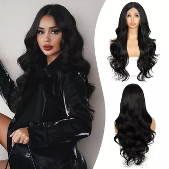   Sapphirewigs fekete csipke előhúzású szintetikus paróka hullám 33x10cm