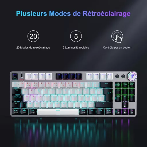 TECURS 80% TKL Wireless Mechanikus Gamer Billentyűzet Red Switch QWERTZ
