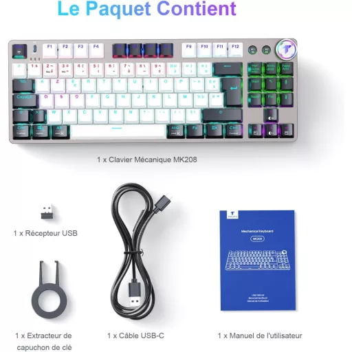 TECURS 80% TKL Wireless Mechanikus Gamer Billentyűzet Red Switch QWERTZ