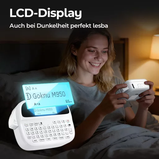 Goknu M950 Bluetooth címkenyomtató QWERTZ billentyűzettel és LCD kijelzővel
