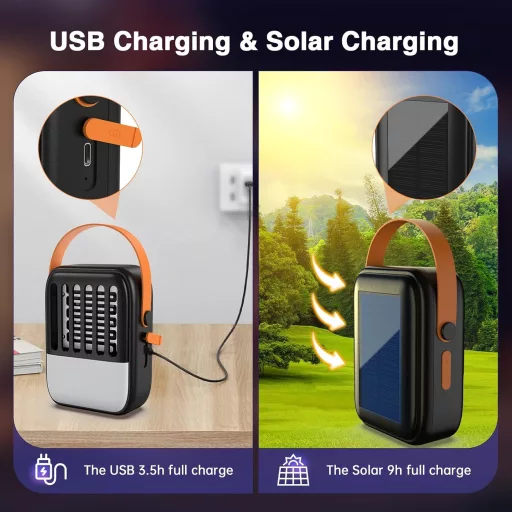 Tiptop Home 2-u-1 solarna lampa za uništavanje komaraca - 1200 mAh USB punjiva zamka za insekte, 3 vrste LED osvjetljenja, za vrt, unutarnje i vanjske prostore