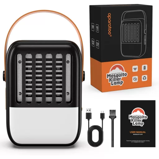 Tiptop Home 2-in-1 Napelemes Szúnyogirtó Lámpa - 1200 mAh USB Tölthető Rovarcsapda, 3 Féle LED Világítással, Kertbe, Beltérre és Kültérre