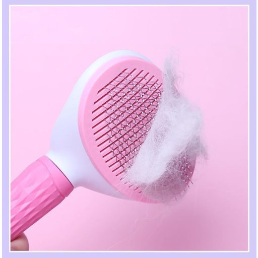 Öntisztító Slicker Brush Fésű – A legjobb kisállat macska kutyaápolás, hosszú, rövid szőr – laza aljszőrzet kihullása kusza szőr eltávolítja eszköz – rózsaszín