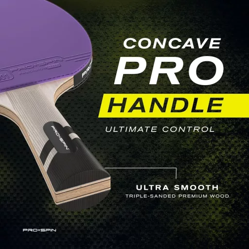 Set de 2 palete de tenis de masă PRO SPIN, cu fibră de carbon, burete de 2.0mm, efect și precizie excelente, cu husă de protecție, albastru-violet, pentru jucători avansați.