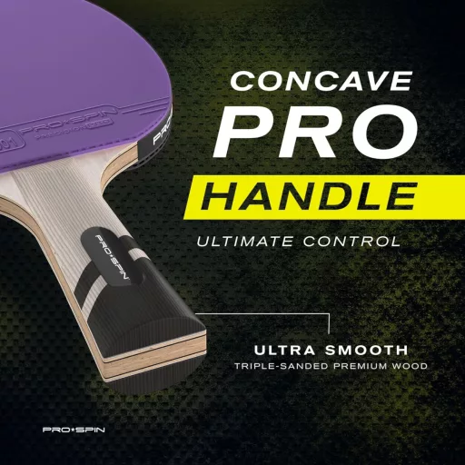 Set de 2 palete de tenis de masă PRO SPIN, cu fibră de carbon, burete de 2.0mm, efect și precizie excelente, cu husă de protecție, albastru-violet, pentru jucători avansați.