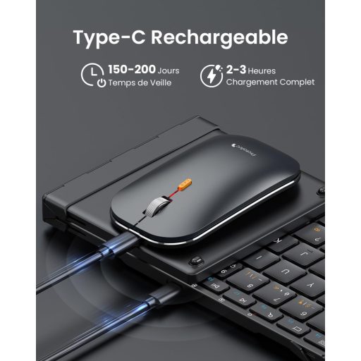 ProtoArc XKM01 Összecsukható Vezeték Nélküli Billentyűzet Egér Combo AZERTY Bluetooth USB